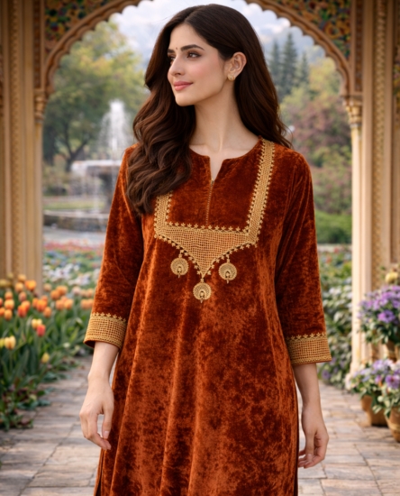 Velvet with check salwar set