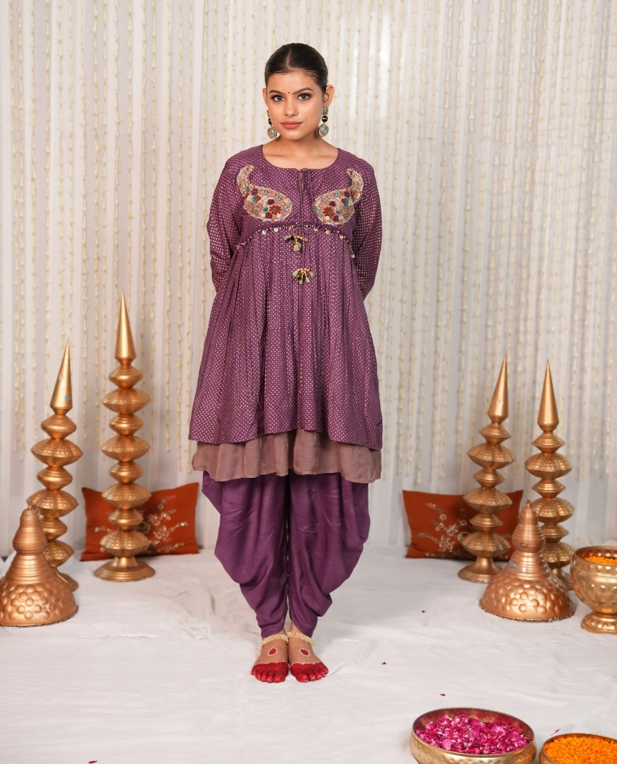 Baingani Ambi set with cowl pants