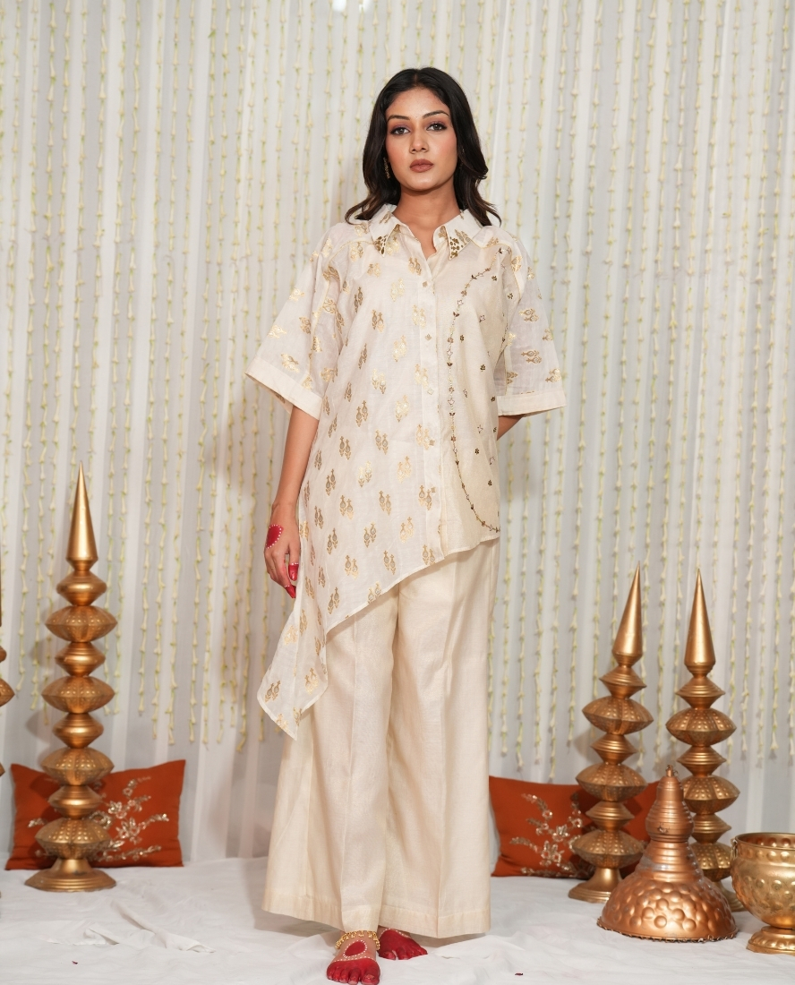 Cream brocade cord set